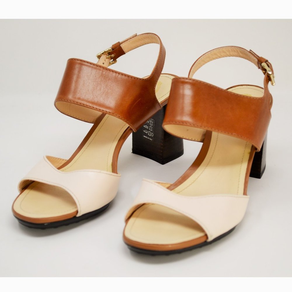 TOD'S Brown Slingback Open Toe Leather Heel